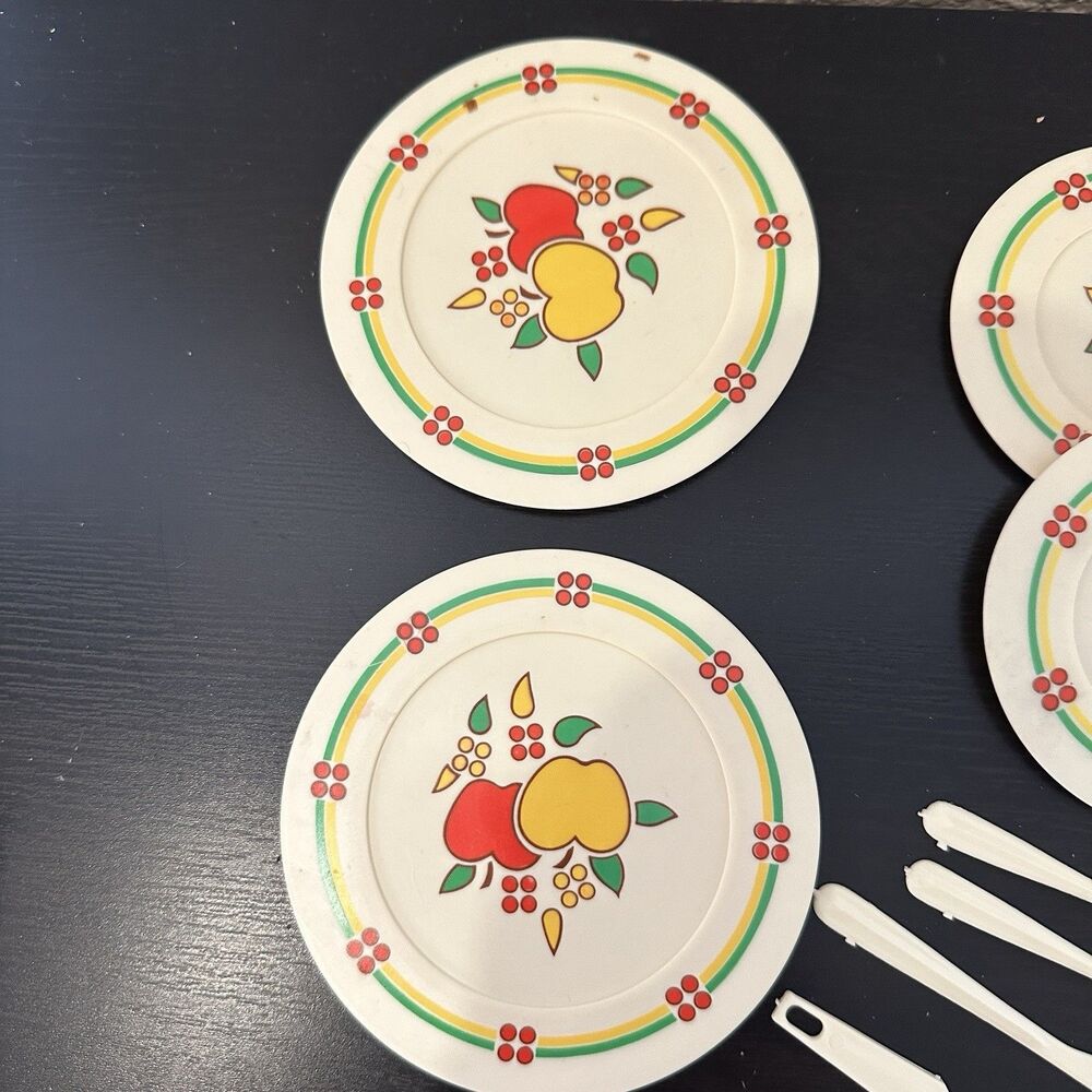 Vtg Chilton Globe Children's Toy Play Set Pretend Hard‎ Plastic Apples 11/12 Pc - Picture 2 of 6